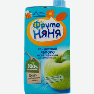 Сок с 3 лет без сахара Фрутоняня яблоко Прогресс т/п, 500 мл