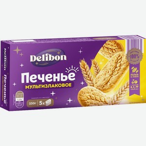 Печенье Delibon сахарное Витаминизированное со злаковыми хлопьями, 230г