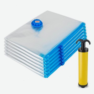 Вакуумные мешки для хранения TATKRAFT Press, 50x60 см, 3 шт, 60x80 см, 3 шт, с ручным насосом (11649)
