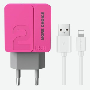 Сетевое зарядное устройство More Choice NC46i 1m Pink