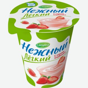 Продукт йогуртный пастеризованный Нежный с соком Клубники 0,1% 320гБЗМЖ стакан