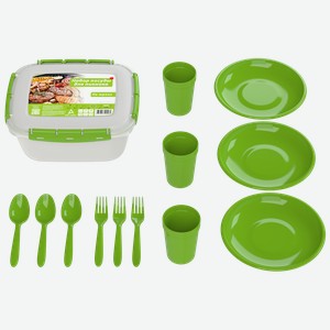 Набор посуды для пикника №10 «На троих» (3 персоны, 13 предметов)