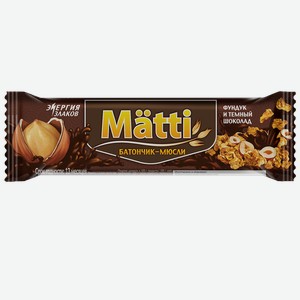 Батончик МАТТИ фундук и темный шоколад, 0.024кг