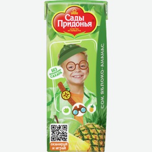 Сок САДЫ ПРИДОНЬЯ яблочно ананасовый, 0.2л