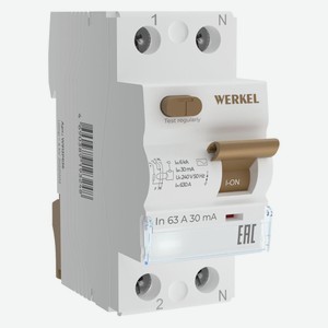 Устройство защитного отключения Werkel 1P+N 63 A 30 mа АС 6 kа (W912P636)