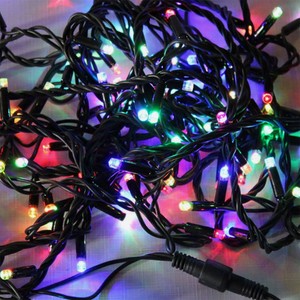Электрогирлянда 100 разноцветных ламп LED,провод черный 10,5 м