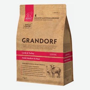 Сухой корм Grandorf Medium & Maxi с ягненком и индейкой для собак средних и крупных пород 3 кг