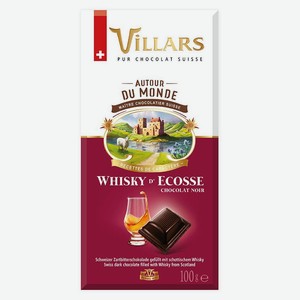 Шоколад темный Villars с шотландским виски, 100 г
