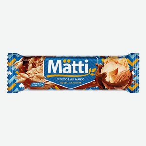 Батончик злаковый <Matti> с добавлением орехов 24г Россия