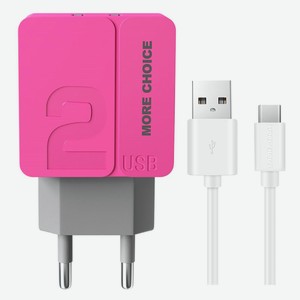 Сетевое зарядное устройство More Choice NC46a 1m Pink