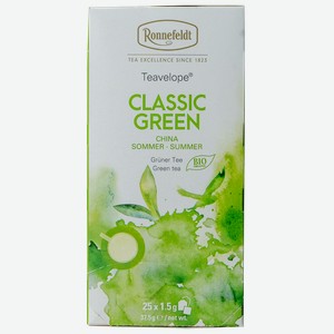 Чай зеленый в пакетиках Роннефельд БИО классический Ронненфельд кор, 25*1,5 г