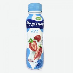 Напиток йогуртный Нежный с соком клубники/персика, БЗМЖ, 0,1% 420гр, Эрманн ООО