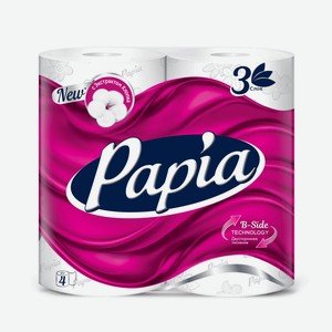 Туалетная бумага Papia Белая 3сл 4шт