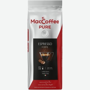 Кофе жареный натуральный в зернах MacCoffee  PURE Espresso Forte  1000 г пакет с клапаном