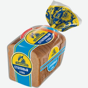 Хлеб ржано-пшеничный Каравай Столовый нарезка, половинка,  375 г