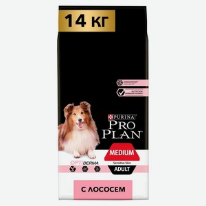 Сухой корм для собак с чувствительной кожей PRO PLAN Лосось с рисом, 14 кг