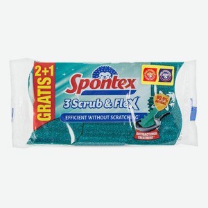 Губка Spontex Scrub&Flex 6.3 x 11.1 x 2см, 3шт Япония