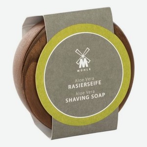 Твердое мыло для бритья в деревянной чаше Skin Care Aloe Vera Shaving Soap 65г (алоэ вера)