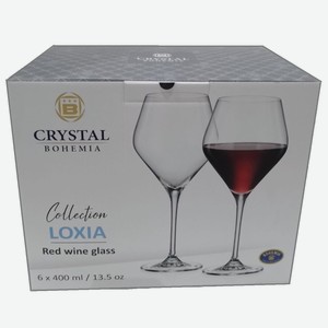 Набор бокалов для вина Crystal Bohemia Loxia, 400мл х 6шт Чехия
