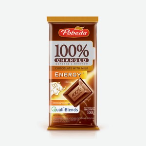 Шоколад Победа Вкуса Чаржед энержи с молоком, 100г