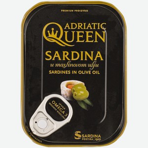 Сардина в оливковом масле Адриатик Квин Сардина Д.О.О ж/б, 105 г