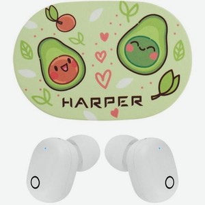 Наушники Harper Avocado HB-533, Bluetooth, внутриканальные, белый/зеленый [h00003103]