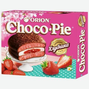 Пирожное Orion Choco Pie Strawberry клубника в глазури 12х30г