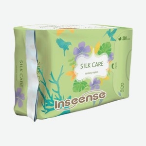 Прокладки «Inseense» Silk Care, 5 капель, с крылышками, ночные, 8 шт.