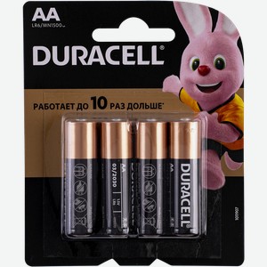 Батарейка АА ЛР6 1,5 вольт Дюраселл универсальная Дюраселл к/у, 4 шт