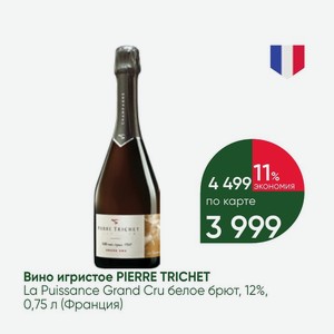 Вино игристое PIERRE TRICHET La Puissance Grand Cru белое брют, 12%, 0,75 л (Франция)