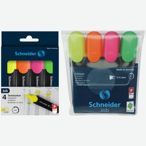 Текстовыделитель Schneider Job, 4 цвета Германия