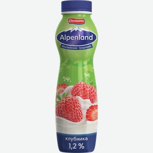 Йогурт питьевой Alpenland клубника 1.2%, 290 г 