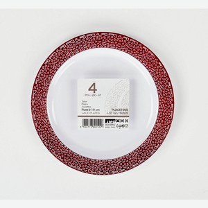 Пластиковые тарелки 19х19см круглые красные 4 шт SMART, 0,092 кг