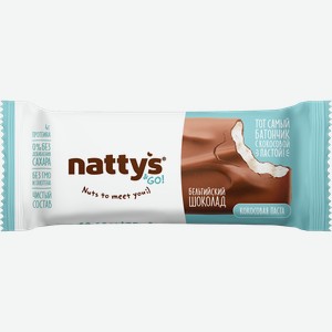 Батончик в шокол без сахара Нуттис кокосовая паста Нуттис м/у, 45 г