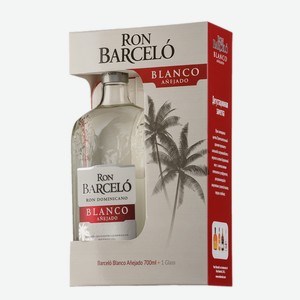 Ром Barcelo Blanco в подарочной упаковке + стакан