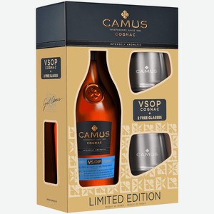 Коньяк Camus VSOP в подарочной упаковке + 2 бокала