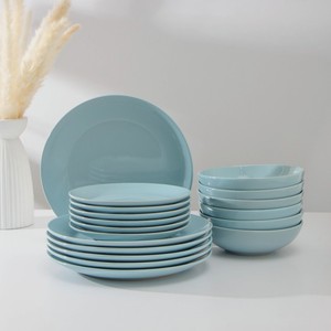 Сервиз столовый  Пастель  голубой (6 тарелок 19 см, 6 тарелок 27 см, 6 мисок 19 см)