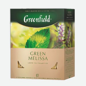 Чай зеленый в пакетиках ГРИНФИЛД Грин Мелисса чай с добавками, 100 пакетиков