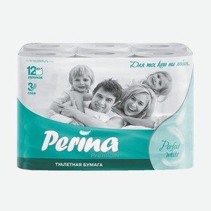 Туалетная бумага PERINA Perfect White 3сл., 12 шт
