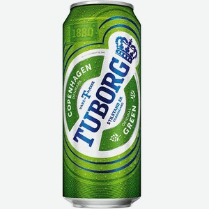 Пиво Tuborg Green (Туборг Грин) светлое пастеризованное 4,6% 0,45л ж/б