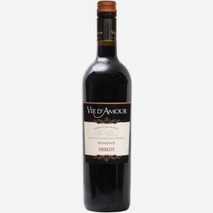 Вино МЕРЛО серии ВИ Д АМУР красное сухое сортовое, ординарное, региона Лангедок-Руссильон, 0.75л
