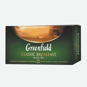 Чай в пакетиках  ГРИНФИЛД Классик Брекфаст , 25 пакетиков, черный