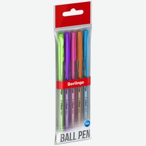 Ручка Berlingo Tribase Neon шариковая синяя, 5шт Китай