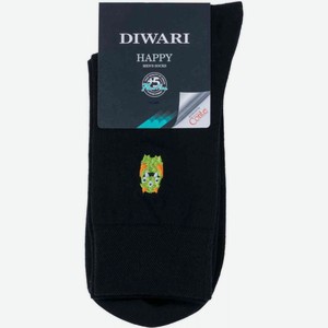 Носки мужские Diwari Happy с вышивкой Монстр цвет: чёрный/зелёный, 29 (43-44) р-р
