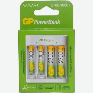AA/AAA Аккумуляторная батарейка + Зарядное устройство GP PowerBank Е411, 4 шт. 2700мAч