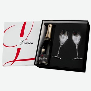 Шампанское Lanson le Black Label Brut c 2-мя бокалами, 0.75 л.