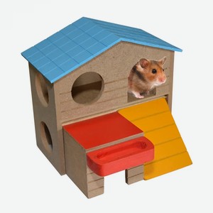 Домик игровой для грызунов DUVO+  Двухэтажный домик , разноцветный, 13х16х15.5см (Бельгия)