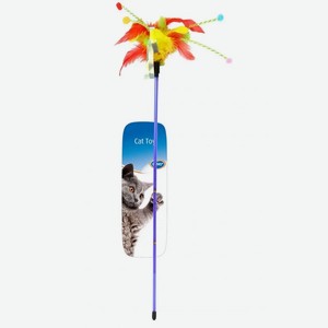 Игрушка для кошек дразнилка DUVO+  Удочка с перьями , мультиколор, 62х3х1.5см (Бельгия)