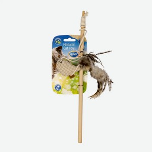 Игрушка для кошек удочка-дразнилка DUVO+  Птичка с перьями , бежевая (Бельгия)