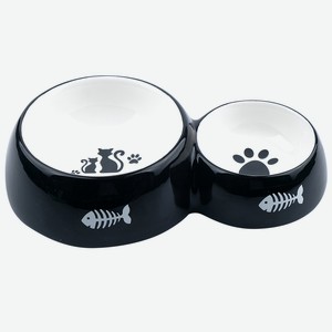 Миска для животных Foxie Black Cats двойная керамическая черная 300 мл